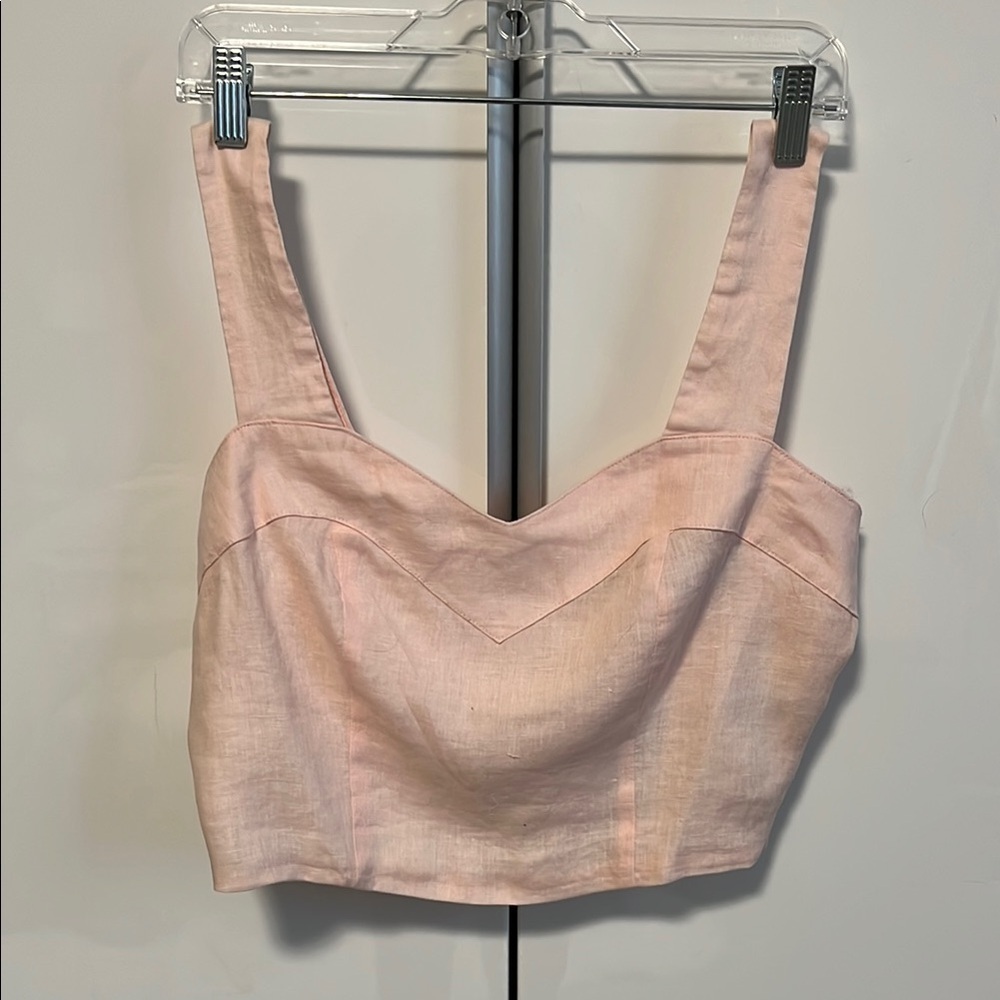 NICOLE MILLER COLLECTION NWT Pink Crop Linen Tank Top, Size M